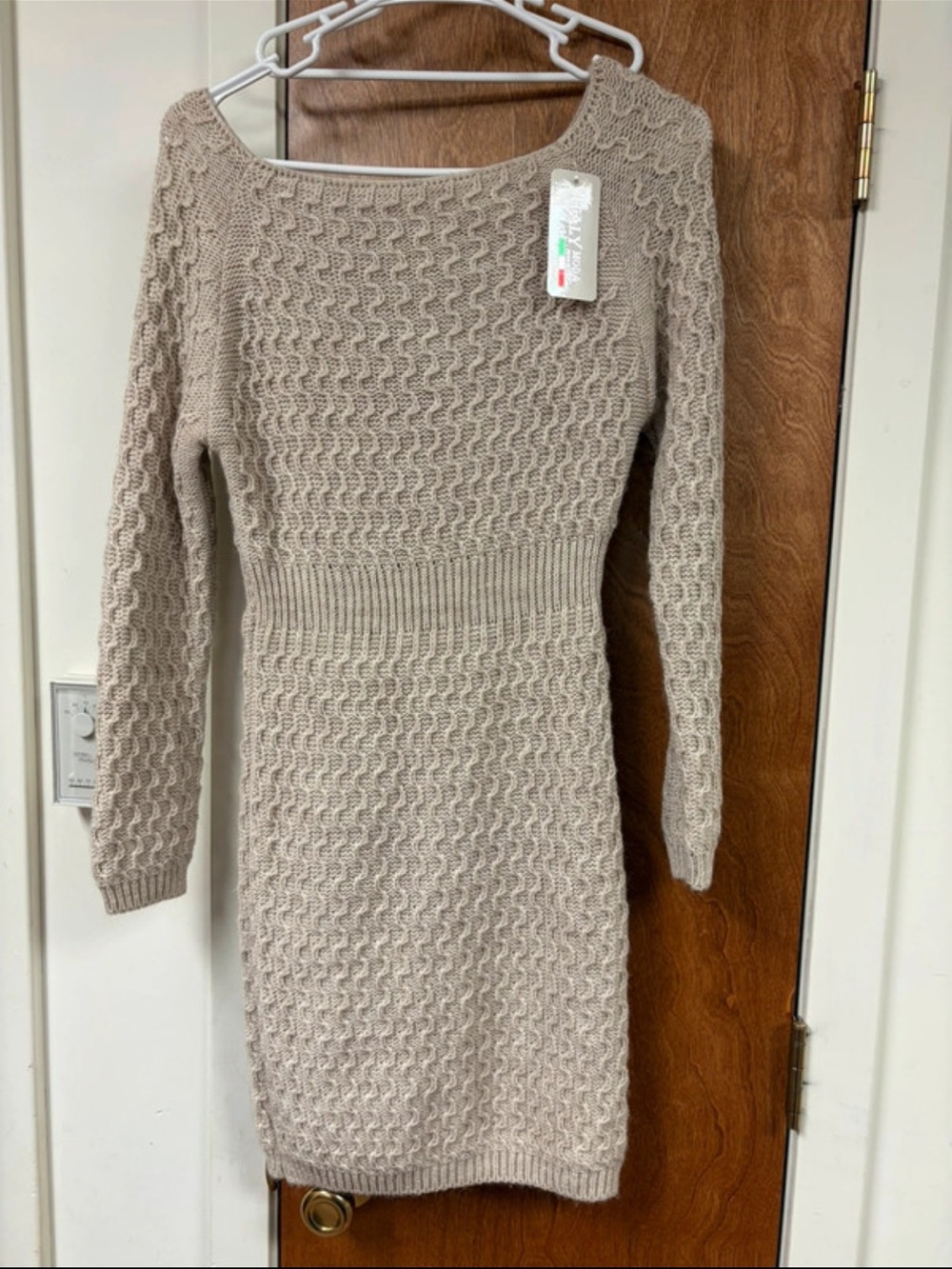 Moda Taupe Knit Long-Sleeve Bodycon Dress